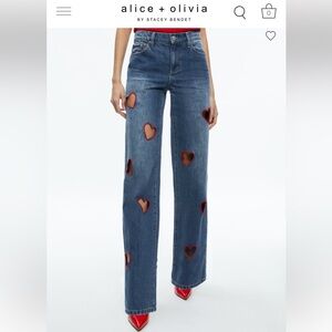 Alice + Olivia Karrie Heart Cutout Jeans NWOT size 24